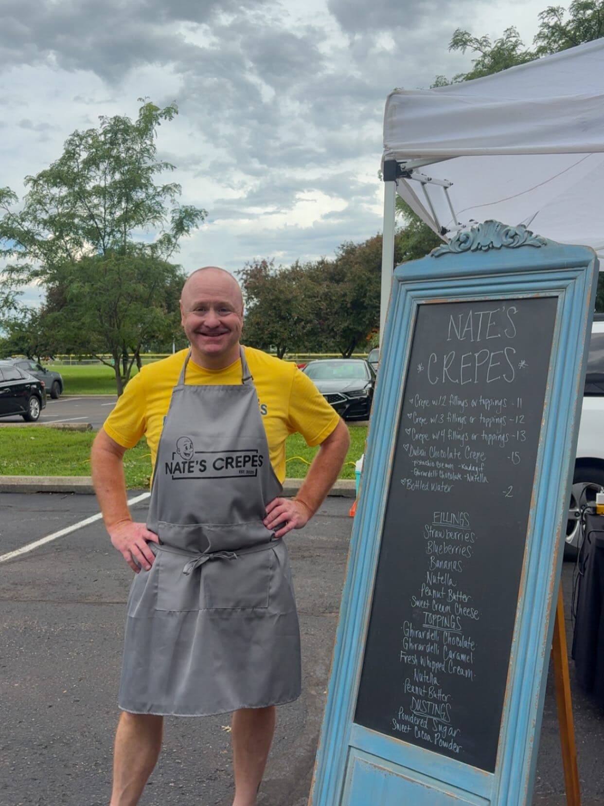 Nate at the crepe stand